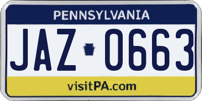 PA license plate JAZ0663