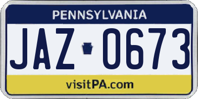 PA license plate JAZ0673