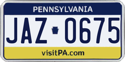 PA license plate JAZ0675