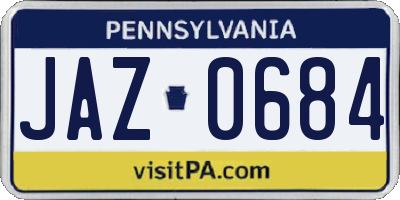 PA license plate JAZ0684