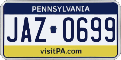 PA license plate JAZ0699