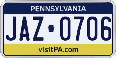 PA license plate JAZ0706