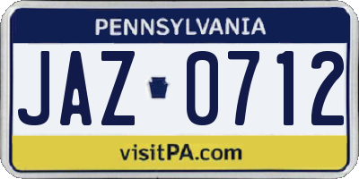 PA license plate JAZ0712