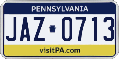 PA license plate JAZ0713