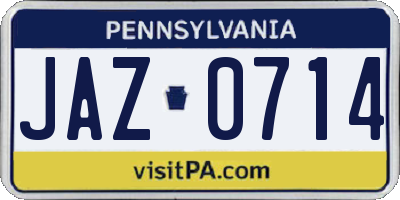 PA license plate JAZ0714