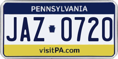 PA license plate JAZ0720