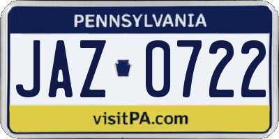 PA license plate JAZ0722