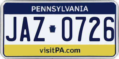 PA license plate JAZ0726