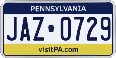 PA license plate JAZ0729