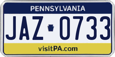 PA license plate JAZ0733