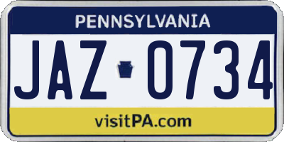 PA license plate JAZ0734