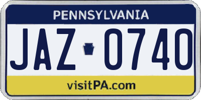 PA license plate JAZ0740