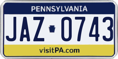 PA license plate JAZ0743