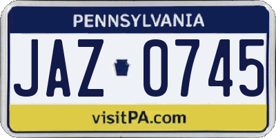 PA license plate JAZ0745