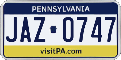 PA license plate JAZ0747
