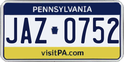 PA license plate JAZ0752