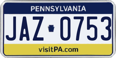 PA license plate JAZ0753