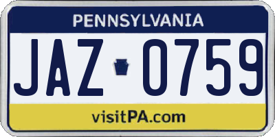 PA license plate JAZ0759