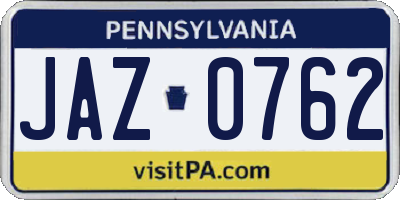 PA license plate JAZ0762