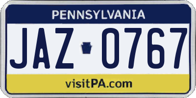 PA license plate JAZ0767