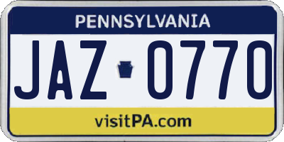PA license plate JAZ0770