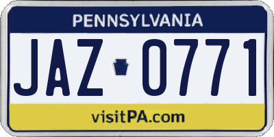 PA license plate JAZ0771