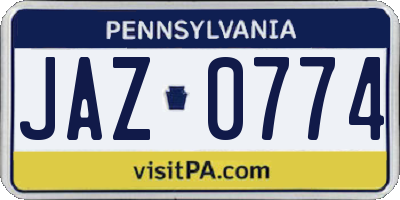 PA license plate JAZ0774