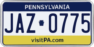 PA license plate JAZ0775