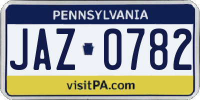 PA license plate JAZ0782