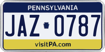 PA license plate JAZ0787