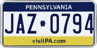 PA license plate JAZ0794