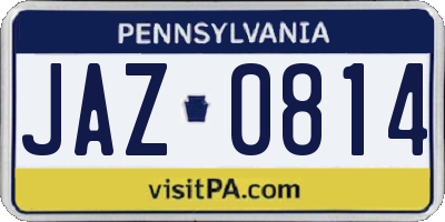 PA license plate JAZ0814