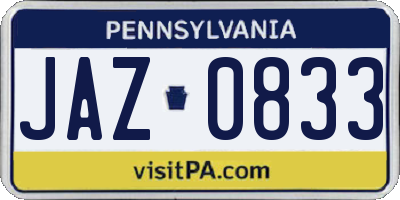 PA license plate JAZ0833