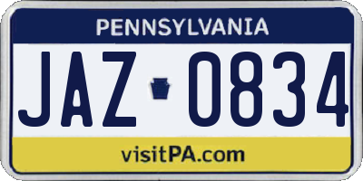 PA license plate JAZ0834