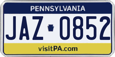 PA license plate JAZ0852