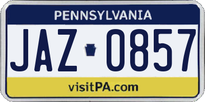 PA license plate JAZ0857
