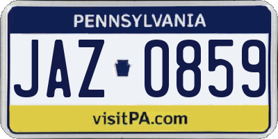 PA license plate JAZ0859