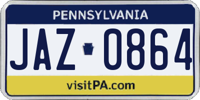 PA license plate JAZ0864