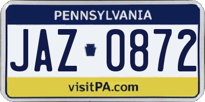 PA license plate JAZ0872