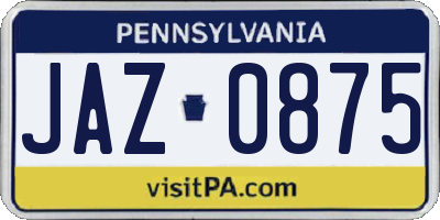 PA license plate JAZ0875