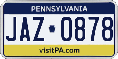 PA license plate JAZ0878