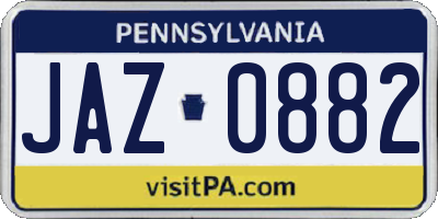 PA license plate JAZ0882