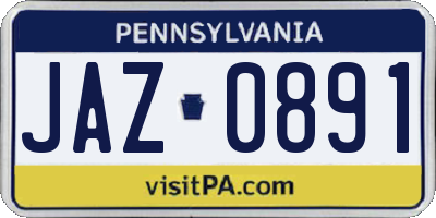 PA license plate JAZ0891