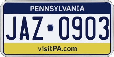 PA license plate JAZ0903