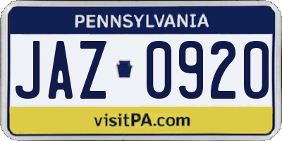PA license plate JAZ0920