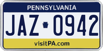 PA license plate JAZ0942