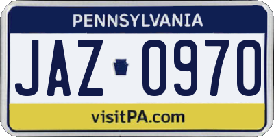 PA license plate JAZ0970