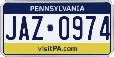 PA license plate JAZ0974