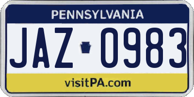 PA license plate JAZ0983