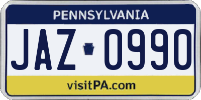 PA license plate JAZ0990